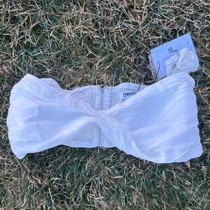 Princess Polly Bandeau Bow Front Strapless Crop Minimalistic Sleeveless Tube Top